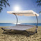 Dubbele ligstoel - grijs - 200 x 190 x 159 cm - met luifel