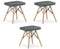 Houten krukje - set van 3 - grijs - 45.5 x 42.5 x 40.5 cm