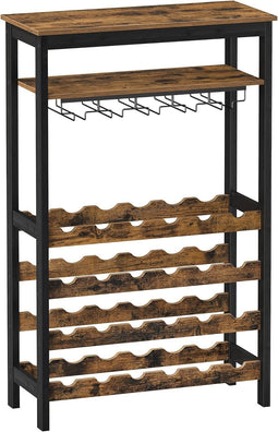 Houten wijnrek - rustiek bruin - 24 flessen - 66 x 30 x 100 cm
