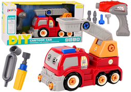 Kraanwagen speelgoed - rood - 27.5x18x13.5 cm - incl gereedschap