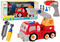 Kraanwagen speelgoed - rood - 27.5x18x13.5 cm - incl gereedschap