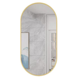 Ovale spiegel - 100x50 cm - goudkleurig aluminium