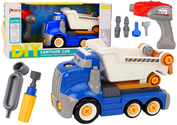 Speelgoed kiepvrachtwagen - blauw - 27.5x18x13.5 cm - incl. gereedschap