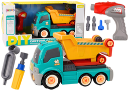 Speelgoed kiepwagen - turkoois - 28 x 17.5 x 14 cm - incl. gereedschap