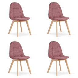 Velvet eetkamerstoel - 4 stuks - donkerroze - 81,5 cm hoog
