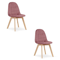 Velvet eetkamerstoel set van 2 - donkerroze - beukenhouten poten - max. 120 kg
