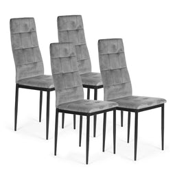 Velvet eetkamerstoel - set van 4 - zwart staal - max. 120 kg