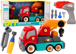 Vrachtwagen speelgoed - oranje - 28x20x14 cm - incl. gereedschap