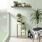 Plantenstandaard - 4 niveaus - wit marmer, goud - 34x34x71 cm