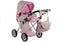 Poppenwagen - beige met roze stippen - verstelbare handgreep - omzetbaar in wandelwagen