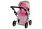 Poppenwagen - beige met roze stippen - verstelbare handgreep - omzetbaar in wandelwagen