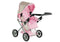 Poppenwagen - beige met roze stippen - verstelbare handgreep - omzetbaar in wandelwagen