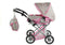 Poppenwagen - beige met roze stippen - verstelbare handgreep - omzetbaar in wandelwagen