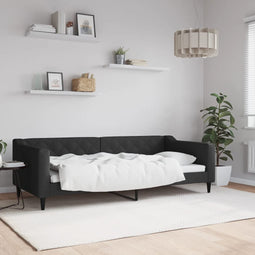 Slaapbank 90x200 cm stof zwart