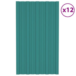 Dakpanelen 12 st 80x45 cm gegalvaniseerd staal groen
