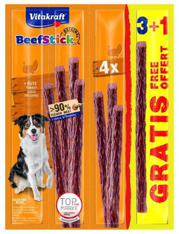 VITAKRAFT Beef Stick Turkey - traktatie voor hond - 3 + 1
