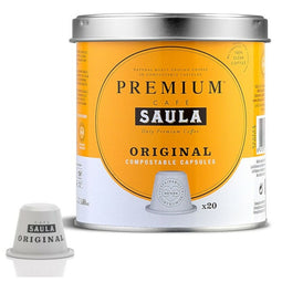 Koffiecapsules met doos Saula COMPOSTABLE INTENSE