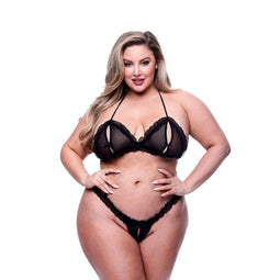 Ondergoed Set Baci Lingerie Crotchless G- Zwart 2 Onderdelen