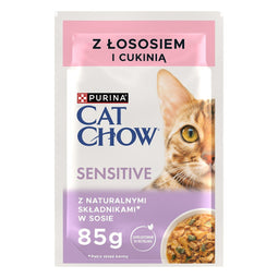 PURINA Cat Chow Sensitive Zalm en Courgette - natvoer voor katten - 4 x 85g