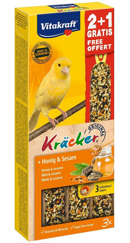 VITAKRAFT Kräcker Honey and sesame - lekkernijen voor kanarie - 2 + 1