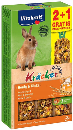 VITAKRAFT Kräcker Honey with spelt - snack voor konijnen - 2 + 1