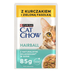 PURINA Cat Chow Haarbal Kip en Bonen - natvoer voor katten - 4 x 85g