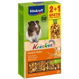 VITAKRAFT Kräcker Honey and spelt - traktaties voor tamme cavia's - 2 + 1