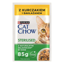 PURINA Cat Chow Gesteriliseerd Kip en Aubergine - natvoer voor katten - 4 x 85g
