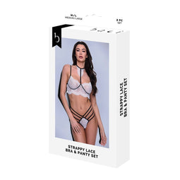 Ondergoed Set Baci Lingerie Strappy Lace Zwart/Wit M/L 2 Onderdelen