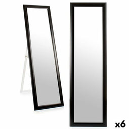 Staande spiegel Zwart Hout Kristal 38 x 134 x 2,5 cm (6 Stuks)