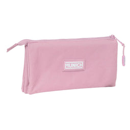 Pennenetui met 3 vakken Munich Basic Roze 22 x 12 x 3 cm