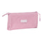 Pennenetui met 3 vakken Munich Basic Roze 22 x 12 x 3 cm