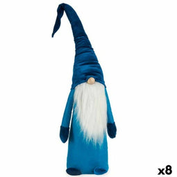 Decoratieve figuren Kabouter Blauw Wit Zilverkleurig Polyester Hout Zand 20 x 100 x 25 cm (8 Stuks)