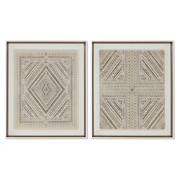 Canvas Home ESPRIT Wit Natuurlijk Boho 50 x 3,8 x 60 cm (2 Stuks)