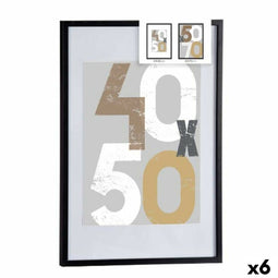 Muurfotlijst Zwart Plastic Hout MDF 52,5 x 2,5 x 72,5 cm (6 Stuks)