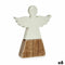 Decoratieve figuren Engel Wit Bruin Hout Keramisch 2,5 x 18 x 15 cm (6 Stuks)