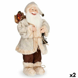 Kerstman Wit Bruin Plastic 22 x 62 x 28 cm (2 Stuks)