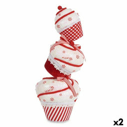 Decoratieve figuren Toren Taart Wit Rood polyestyreen 20 x 50 x 20 cm (2 Stuks)