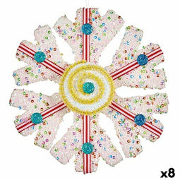 Kerstversiering Sneeuwvlokken Wit Rood 17 x 6 x 17 cm (8 Stuks)
