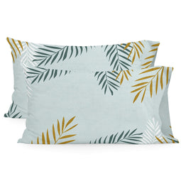 Kussensloop HappyFriday Blanc Foliage Mint Multicolour 50 x 75 cm (2 Stuks)