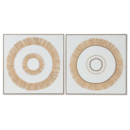 Canvas Home ESPRIT Wit Natuurlijk Boho 92 x 4,5 x 92 cm (2 Stuks)