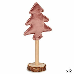 Kerstboom Polyester Roze Hout 8 x 13 x 30 cm (12 Stuks)