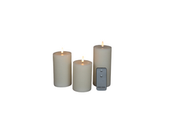 Annas collection - 3ST IVOOR KAARS WAX RUSTIEK 3D LONT 7,5X10/12,5/15CM AFSTANDSBEDIENING 3X3AAA