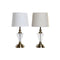 Bureaulamp Home ESPRIT Wit Beige Metaal Kristal 35 x 35 x 69 cm (2 Stuks)