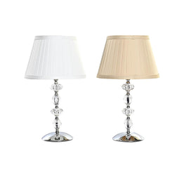 Bureaulamp Home ESPRIT Wit Beige Metaal Kristal 25 x 25 x 42 cm (2 Stuks)