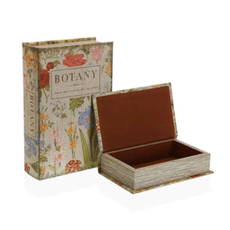 Decoratieve Doos Versa Botany Boek Canvas Hout MDF 7 x 27 x 18 cm