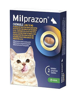 KRKA MILPRAZON KAUWTABLETTEN ONTWORMINGSTABLETTEN KAT >0,5 KG 4 MG/10 MG 2 TBL