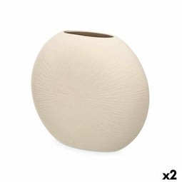 Vaas Beige Keramisch 36 x 34 x 16 cm (2 Stuks) Rond
