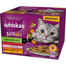 Kattenvoer Whiskas Adult Chef's Choice Kip Zalm Pauw Kalfsvlees Kabeljauw 85 g 24 x 85 g