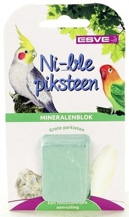 ESVE PIKSTEEN MINERALENBLOK GROTE PARKIETEN NATUREL GROEN 35 GR